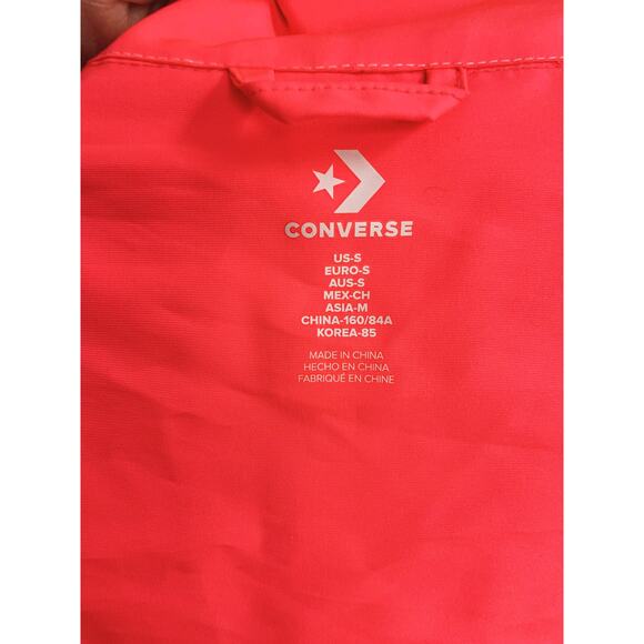 Converse Track Jacket Neon Pink Black Spellout High Neck Zip Up Snap Button Sz S - Picture 5 of 5